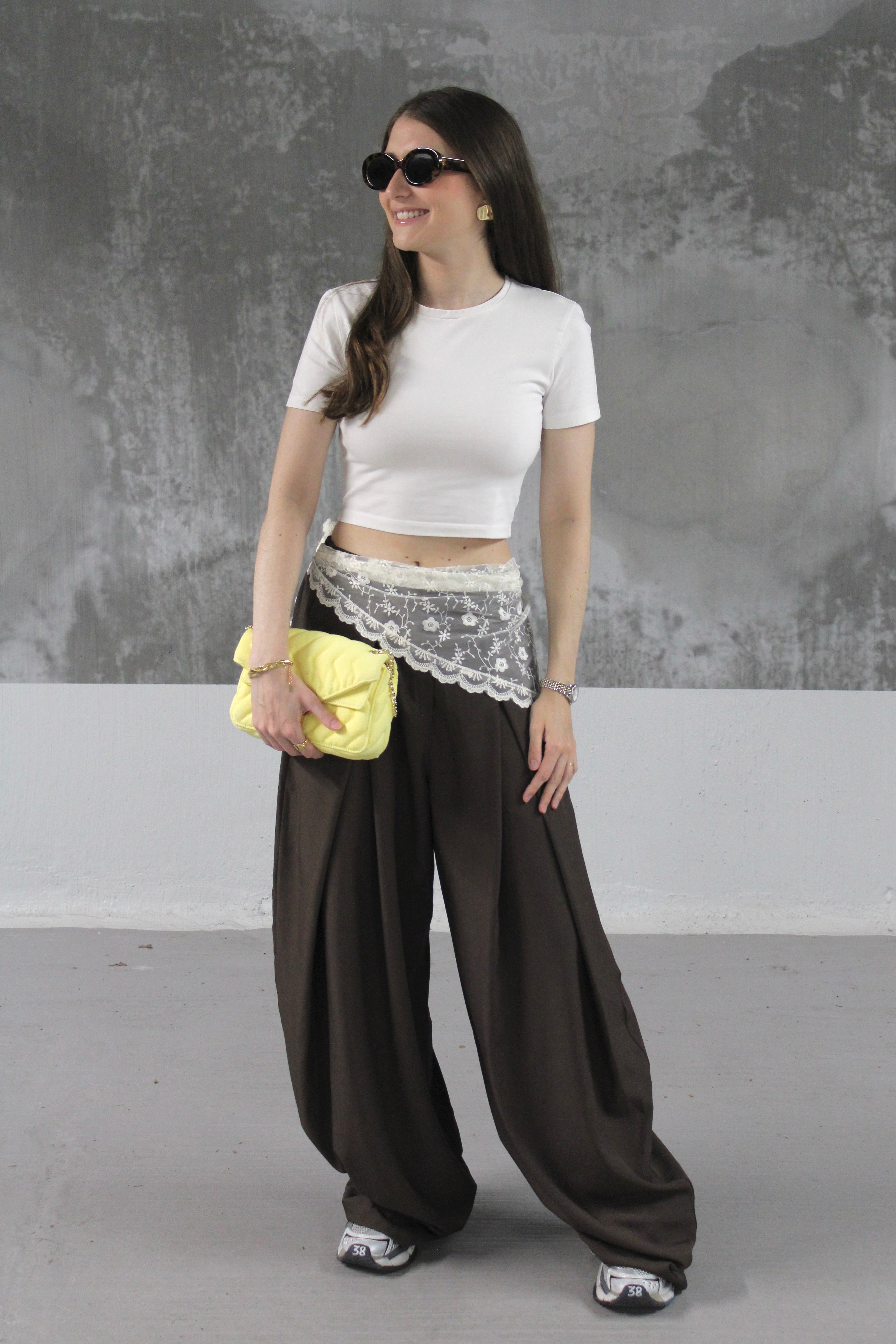 PANTALON FLUIDE PALAZZO MARRON