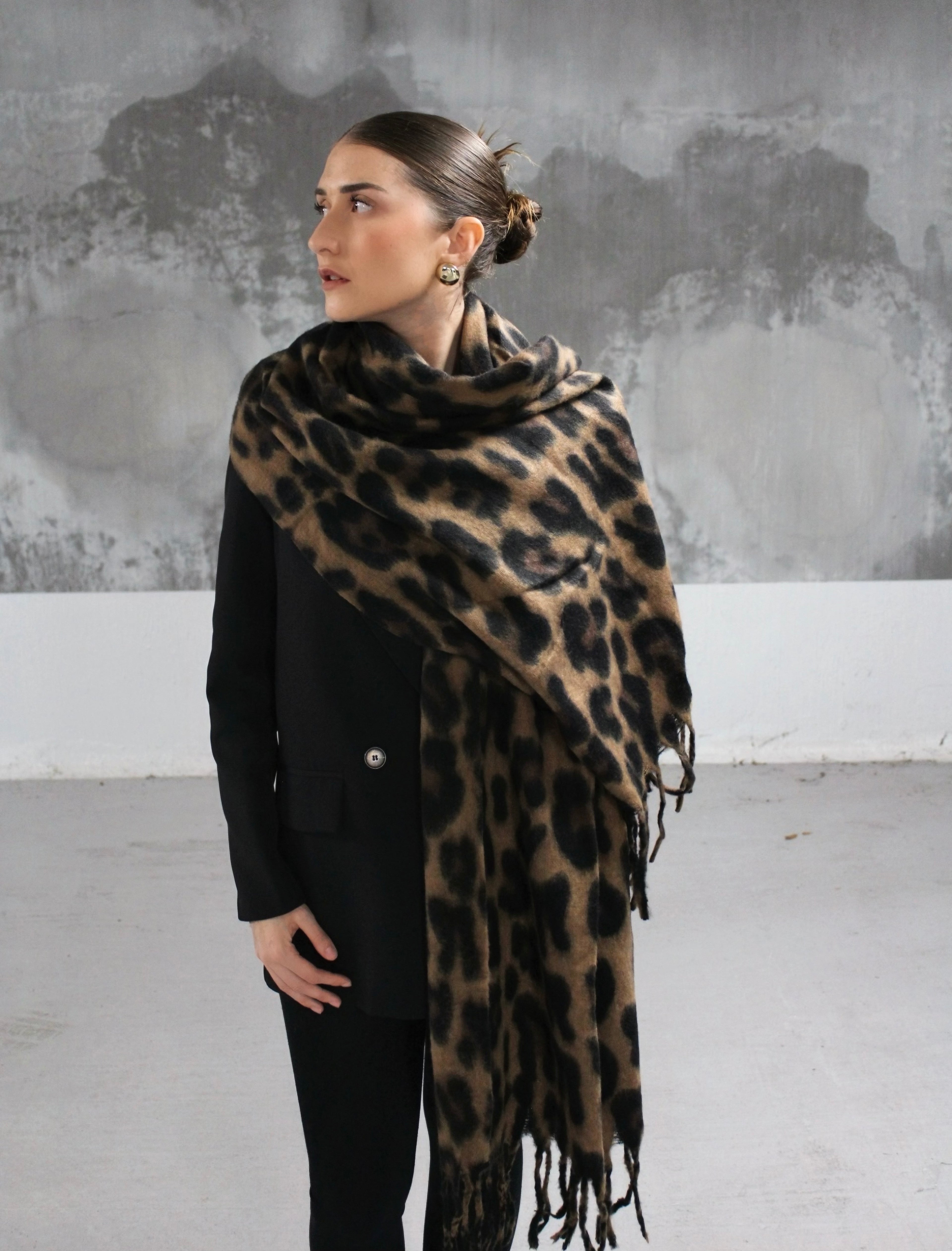 ECHARPE LEOPARD MARRON