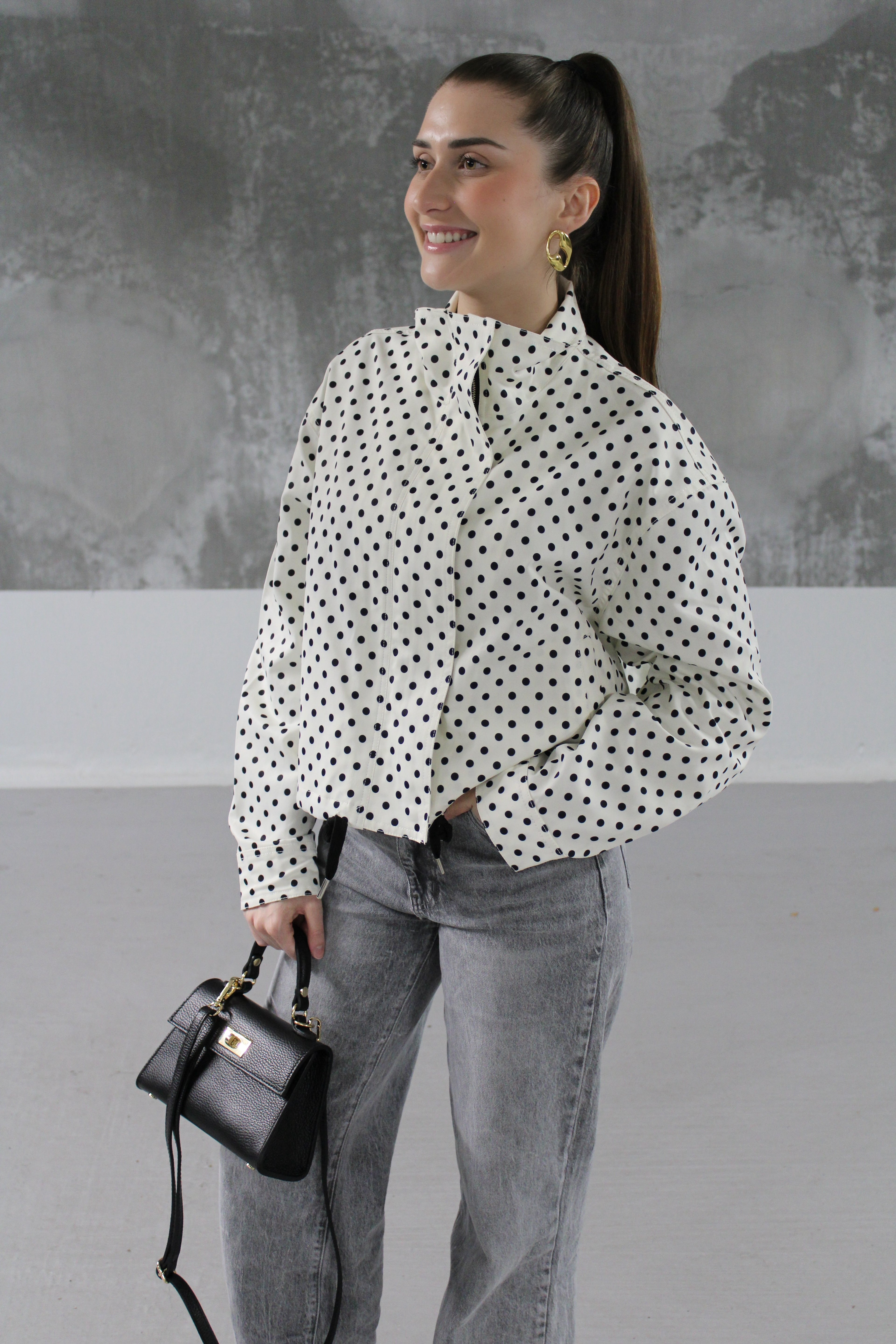 VESTE A POIS BLEUE MARINE MANON