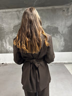 BLAZER CEINTUREE CHOCOLAT ELEGANT