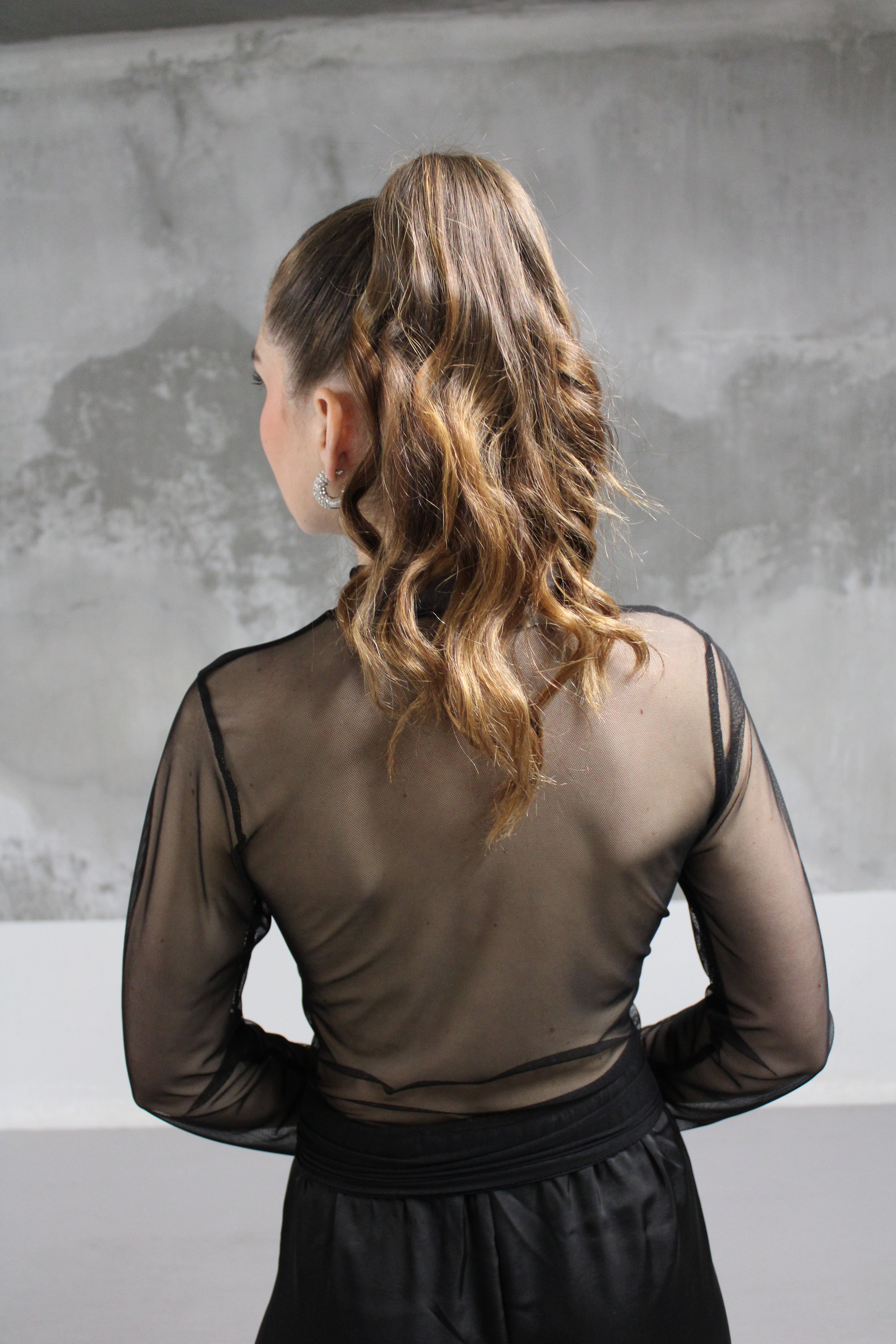 TOP GLITTER TULLE NOIR