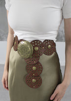 CEINTURE DISQUE MARRON COW-BOY