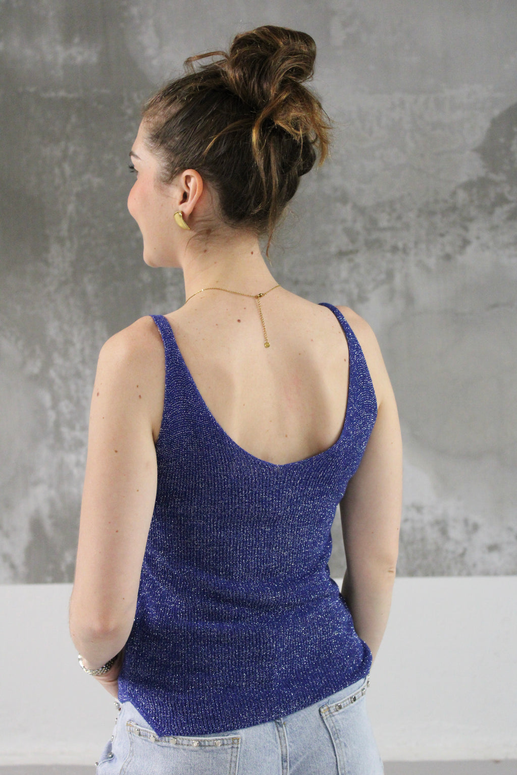 DEBARDEUR LUREX PAILLETTE BLEU ROYAL