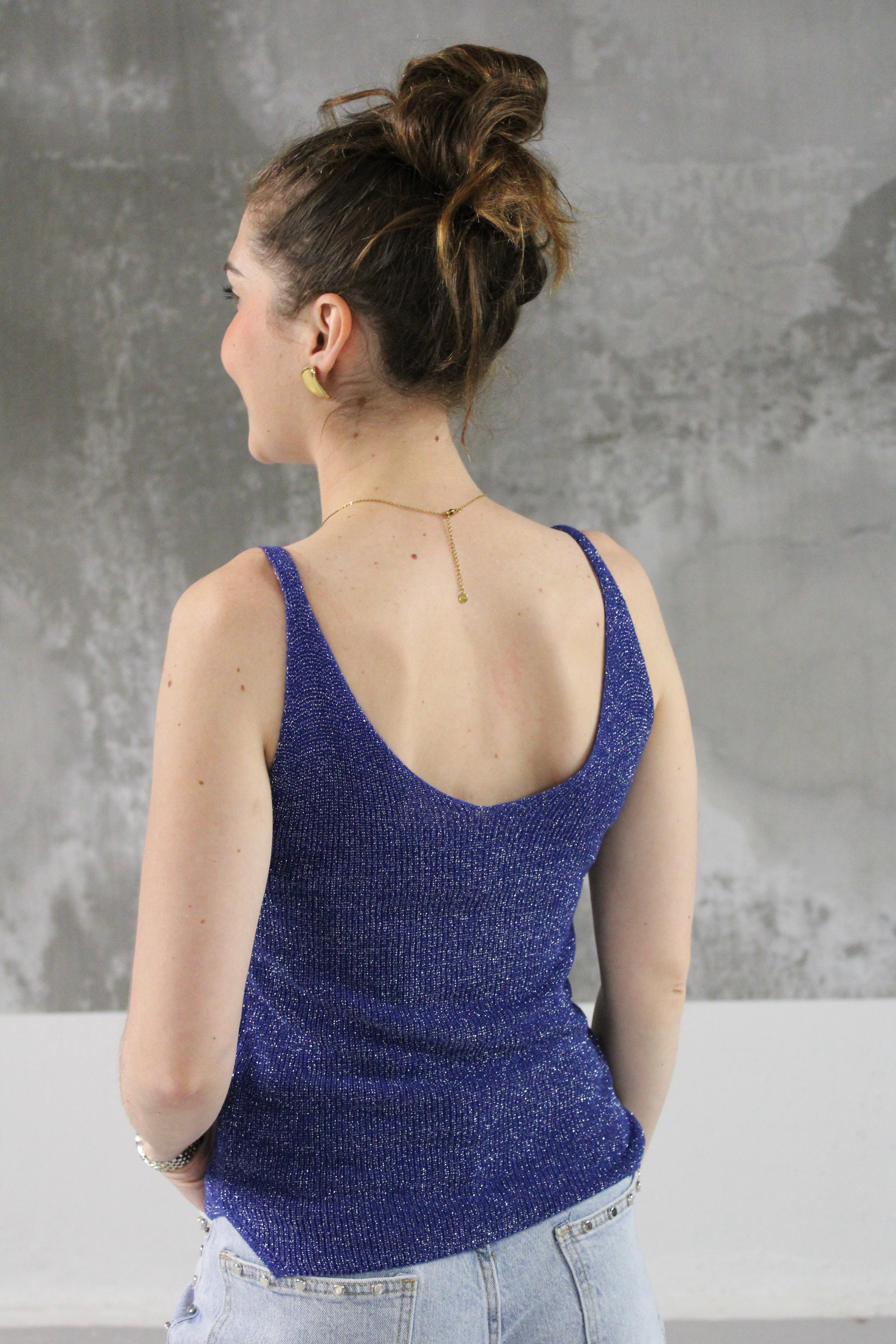 DEBARDEUR LUREX PAILLETTE BLEU ROYAL