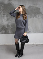 ENSEMBLE JUPE PULL GRIS COMFY