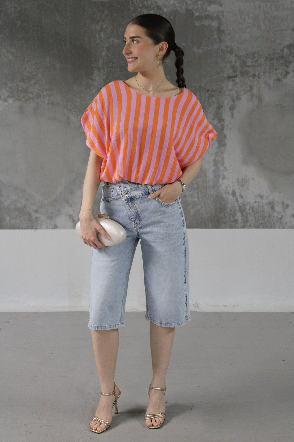 TOP A RAYURE ORANGIA