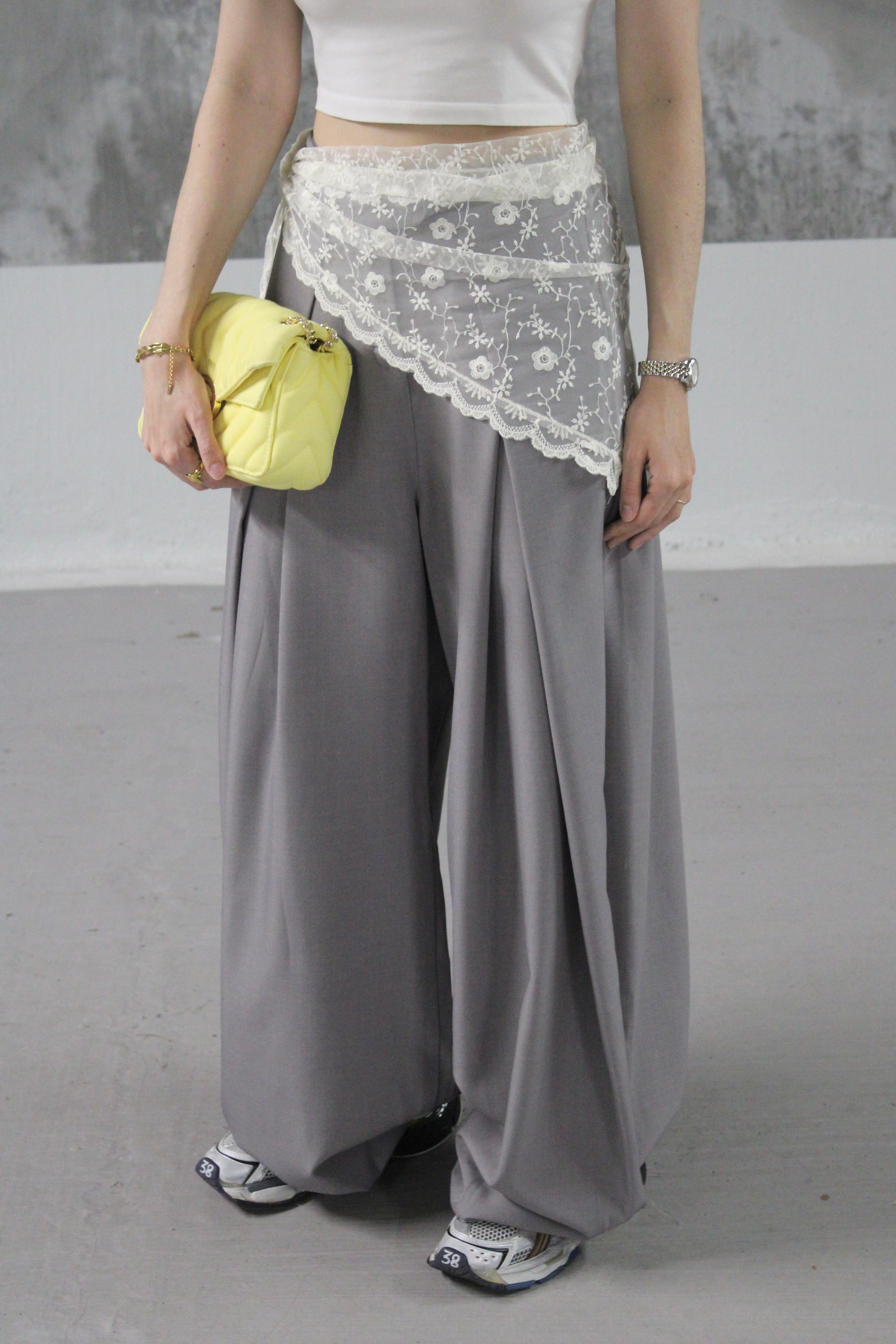 PANTALON FLUIDE PALAZZO GRIS