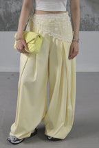 PANTALON FLUIDE PALAZZO JAUNE