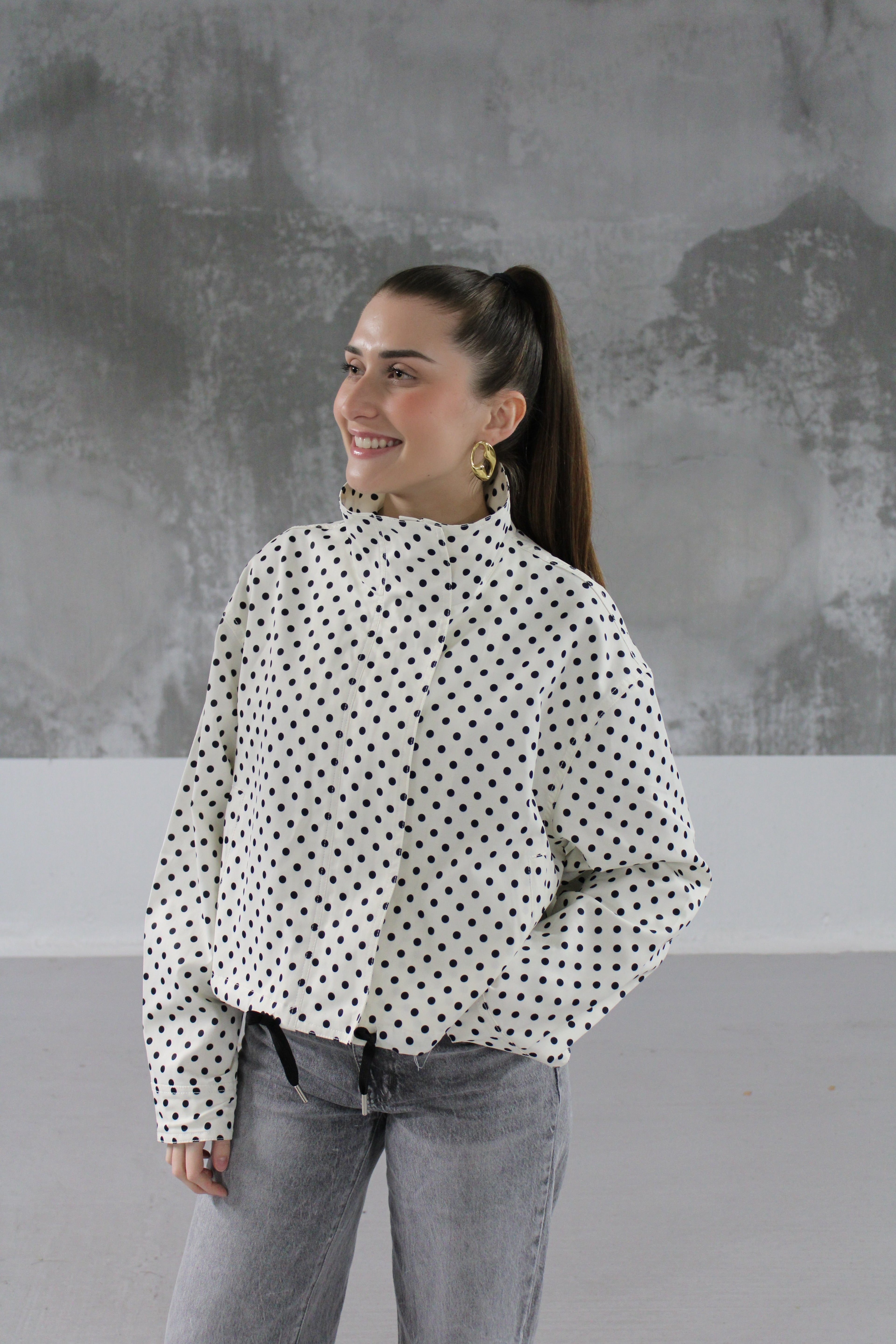 VESTE A POIS BLEUE MARINE MANON