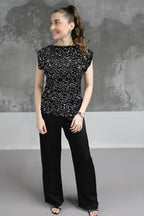 PANTALON NOIR EN SATIN