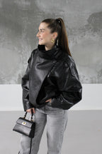 VESTE EN CUIR NOIRE ALIZEE