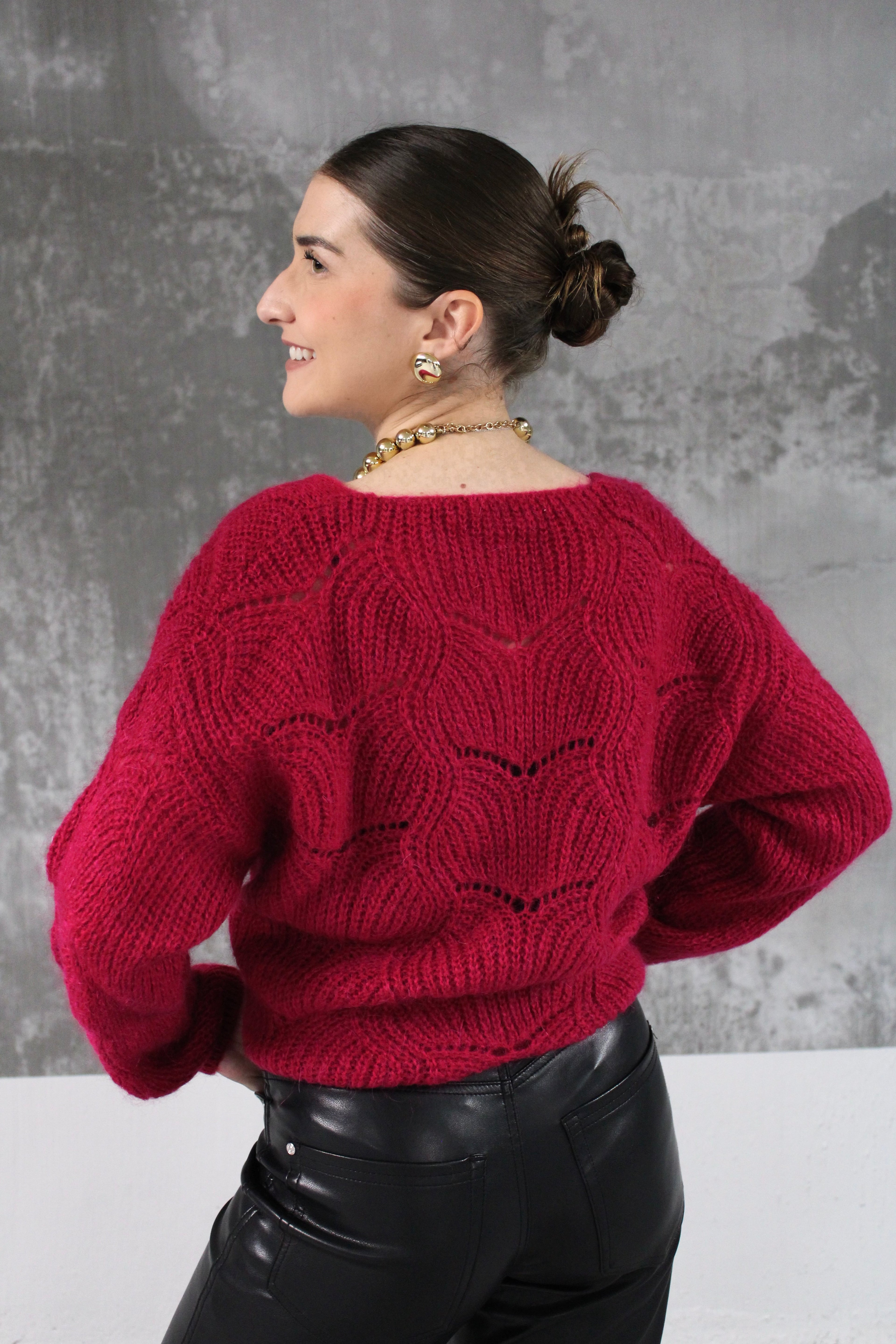 CARDIGAN AMAYA FRAMBOISE