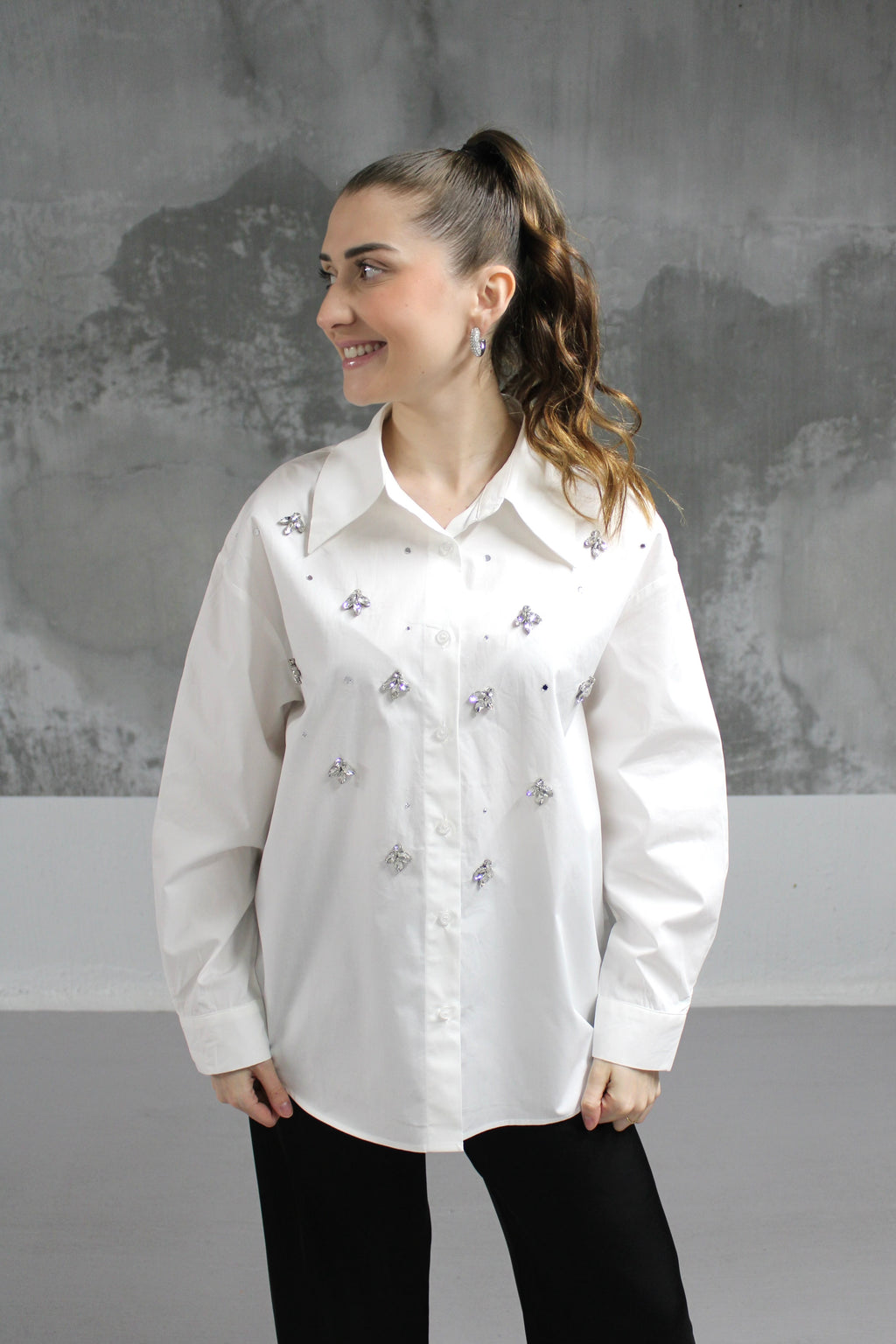 CHEMISE BLANCHE STRASS