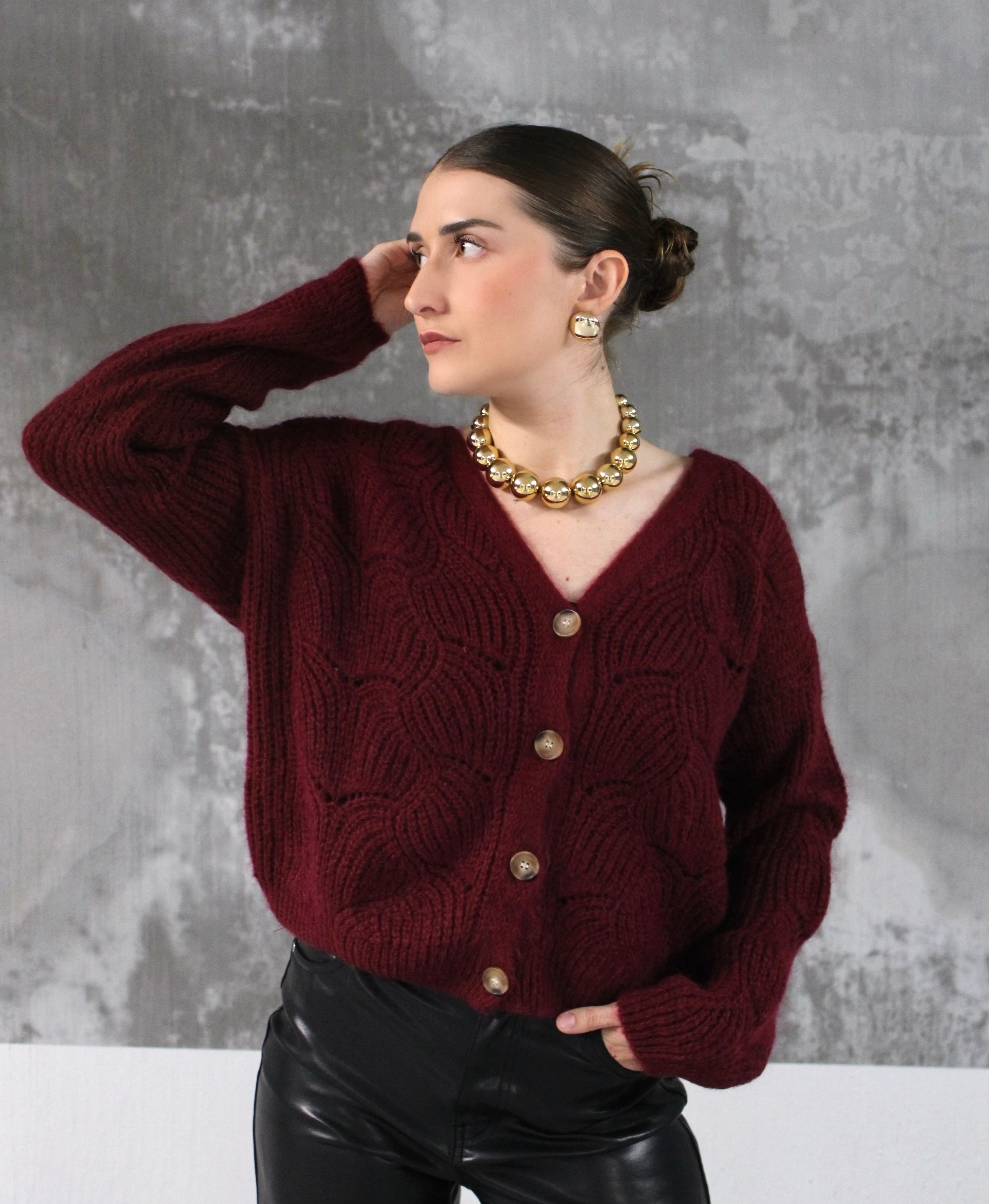 CARDIGAN AMAYA BORDEAUX