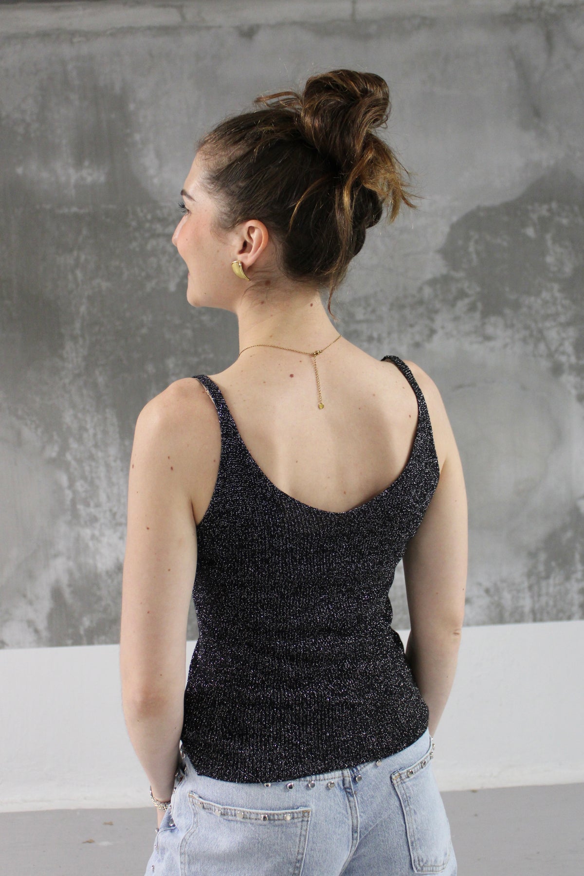 DEBARDEUR LUREX PAILLETTE NOIR