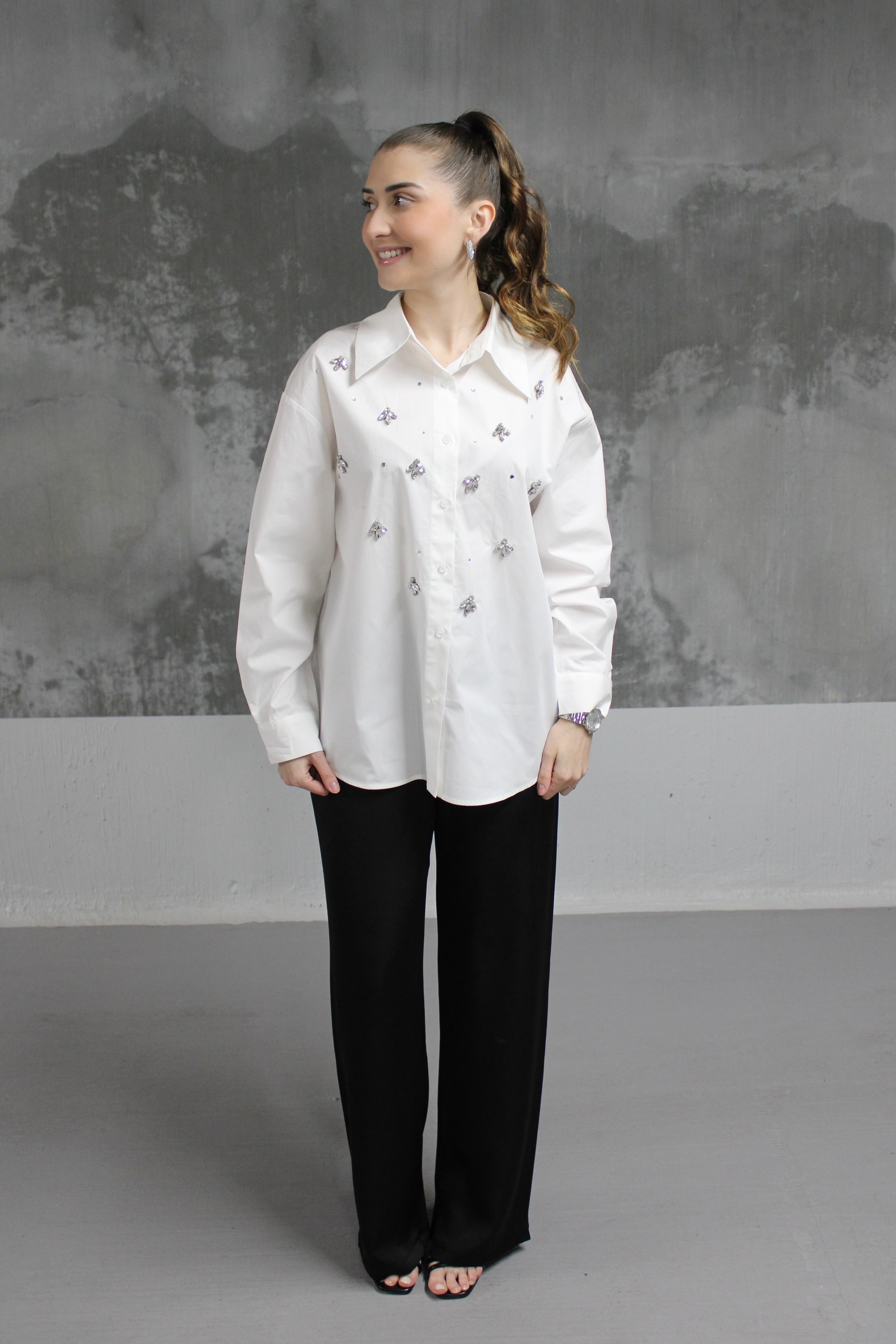 PANTALON NOIR EN SATIN