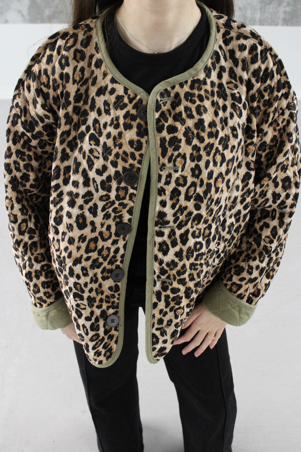VESTE REVERSIBLE KAKI LEOPARD