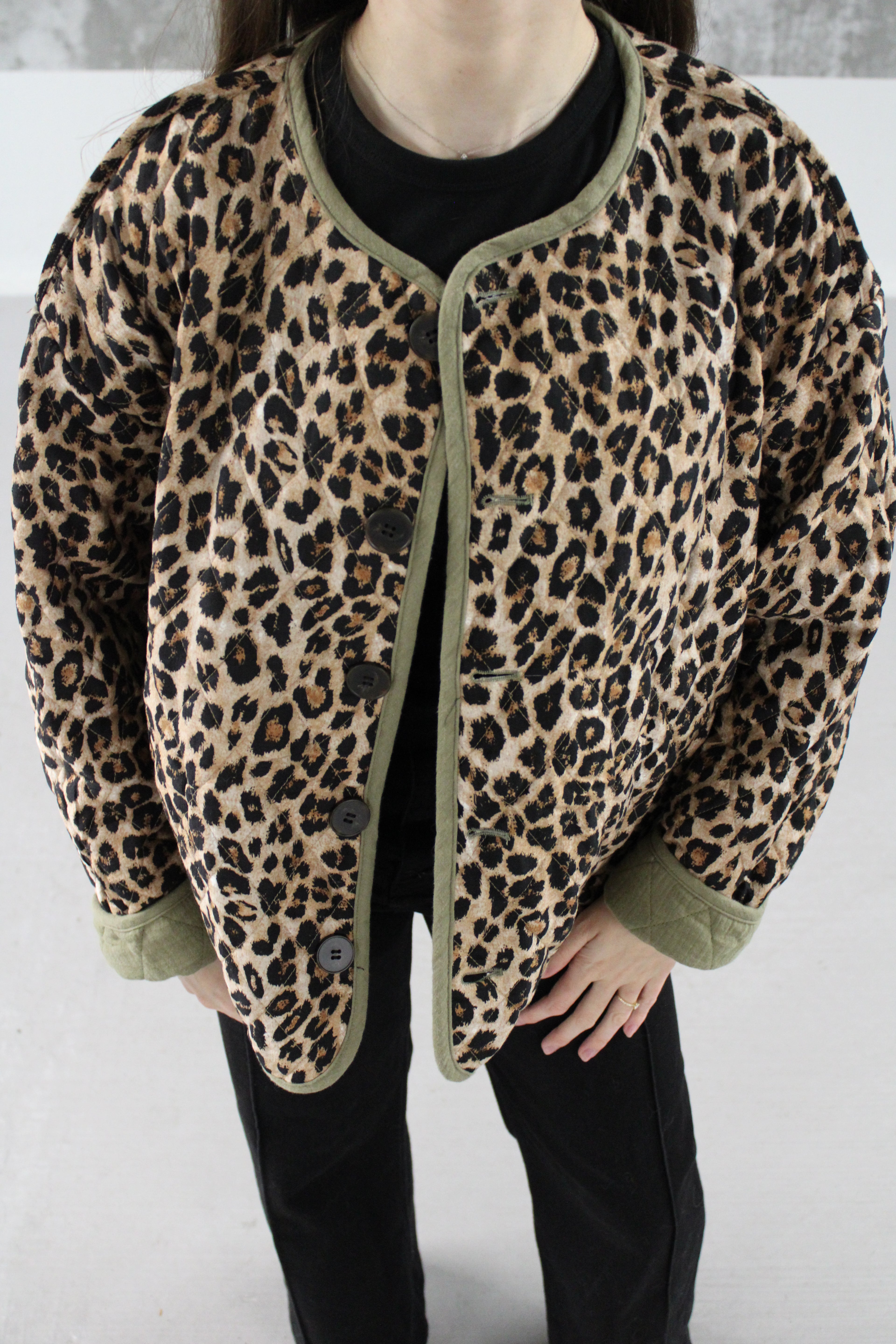 VESTE REVERSIBLE KAKI LEOPARD