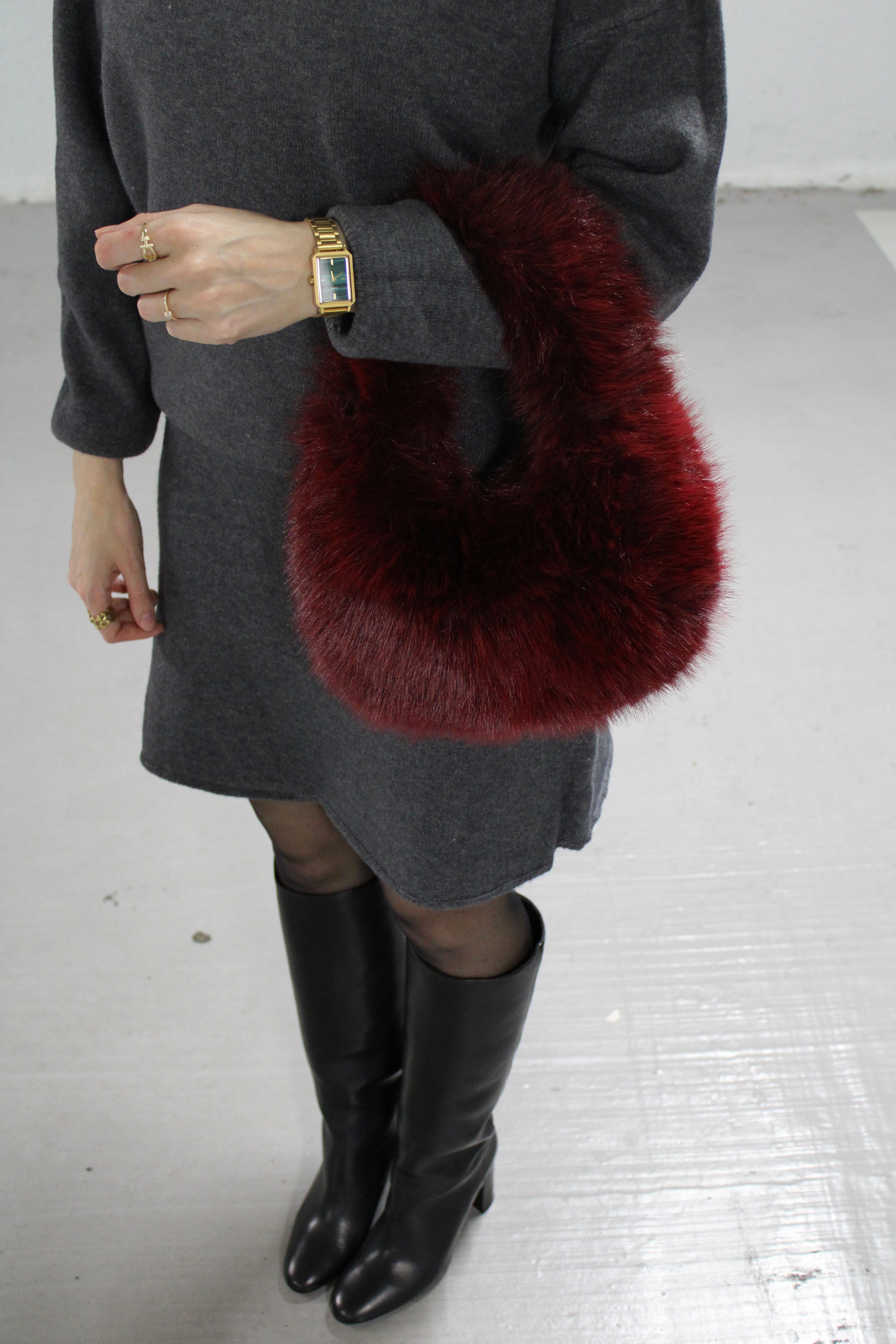 SAC EN FOURRURE BORDEAUX