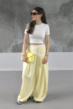PANTALON FLUIDE PALAZZO JAUNE