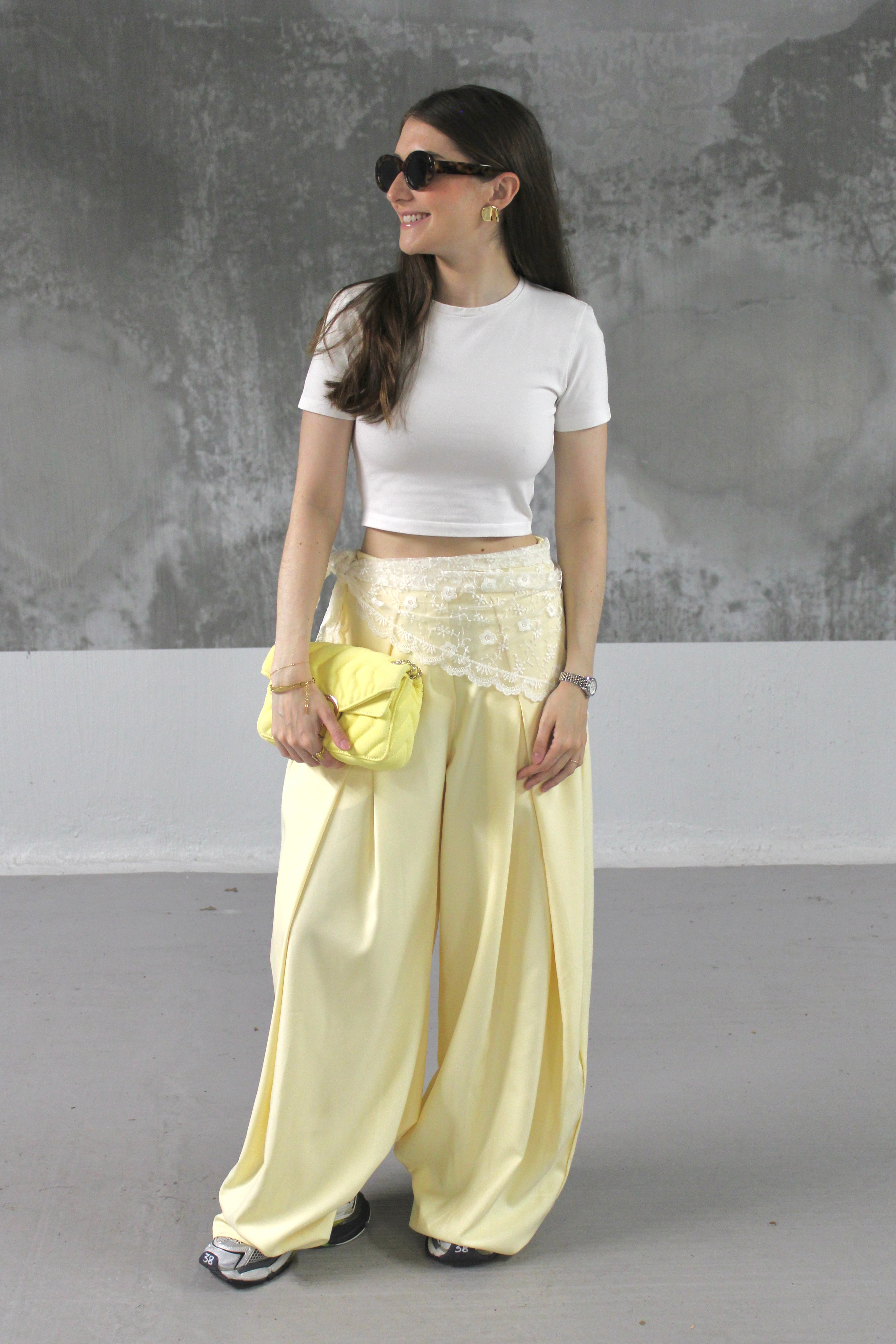 PANTALON FLUIDE PALAZZO JAUNE
