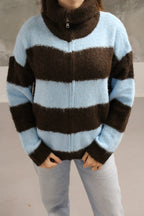 GILET A RAYURE BLEU ET MARRON