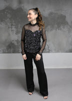 TOP GLITTER TULLE NOIR