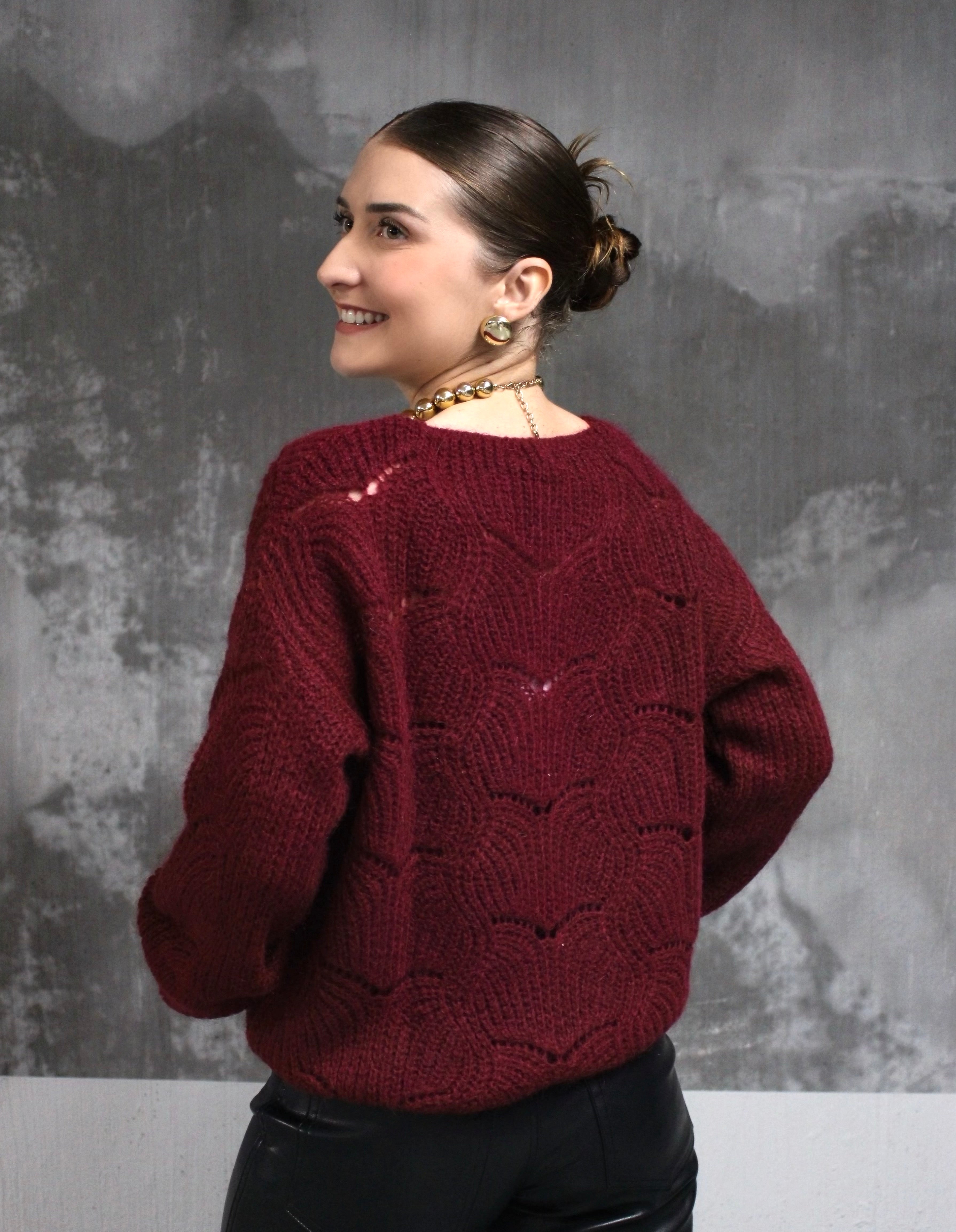 CARDIGAN AMAYA BORDEAUX