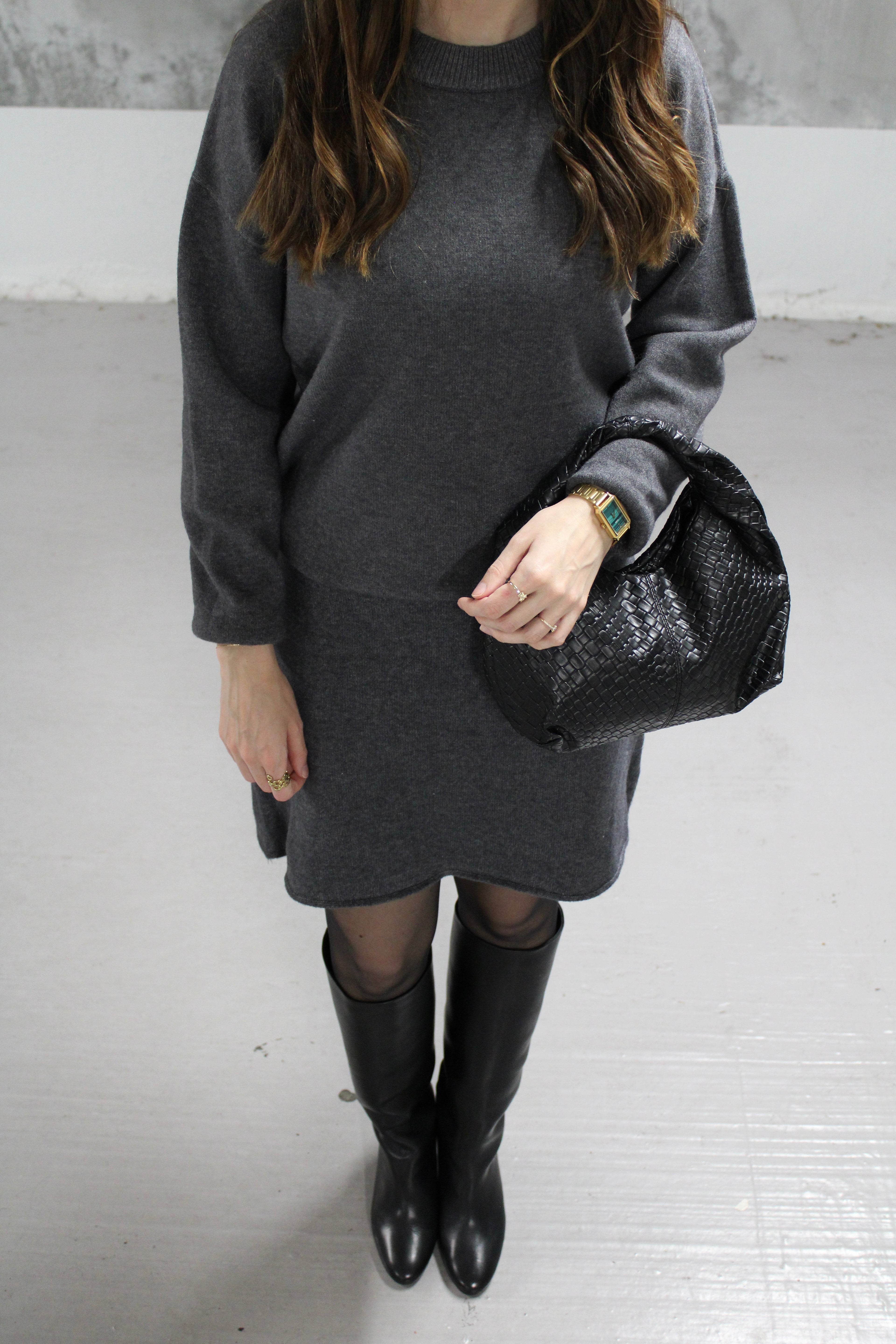 ENSEMBLE JUPE PULL GRIS COMFY