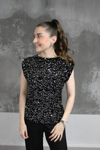 TOP GLITTER ARGENT SARA
