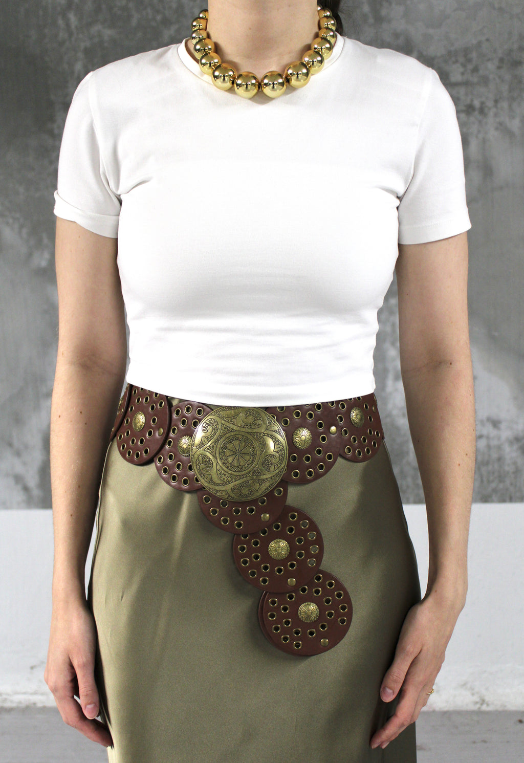 CEINTURE DISQUE MARRON COW-BOY