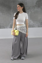 PANTALON FLUIDE PALAZZO GRIS