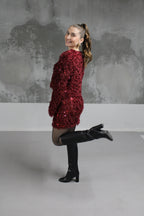 ENSEMBLE HAUT JUPE SEQUINS BORDEAUX
