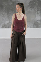 DEBARDEUR LUREX PAILLETTE PRUNE