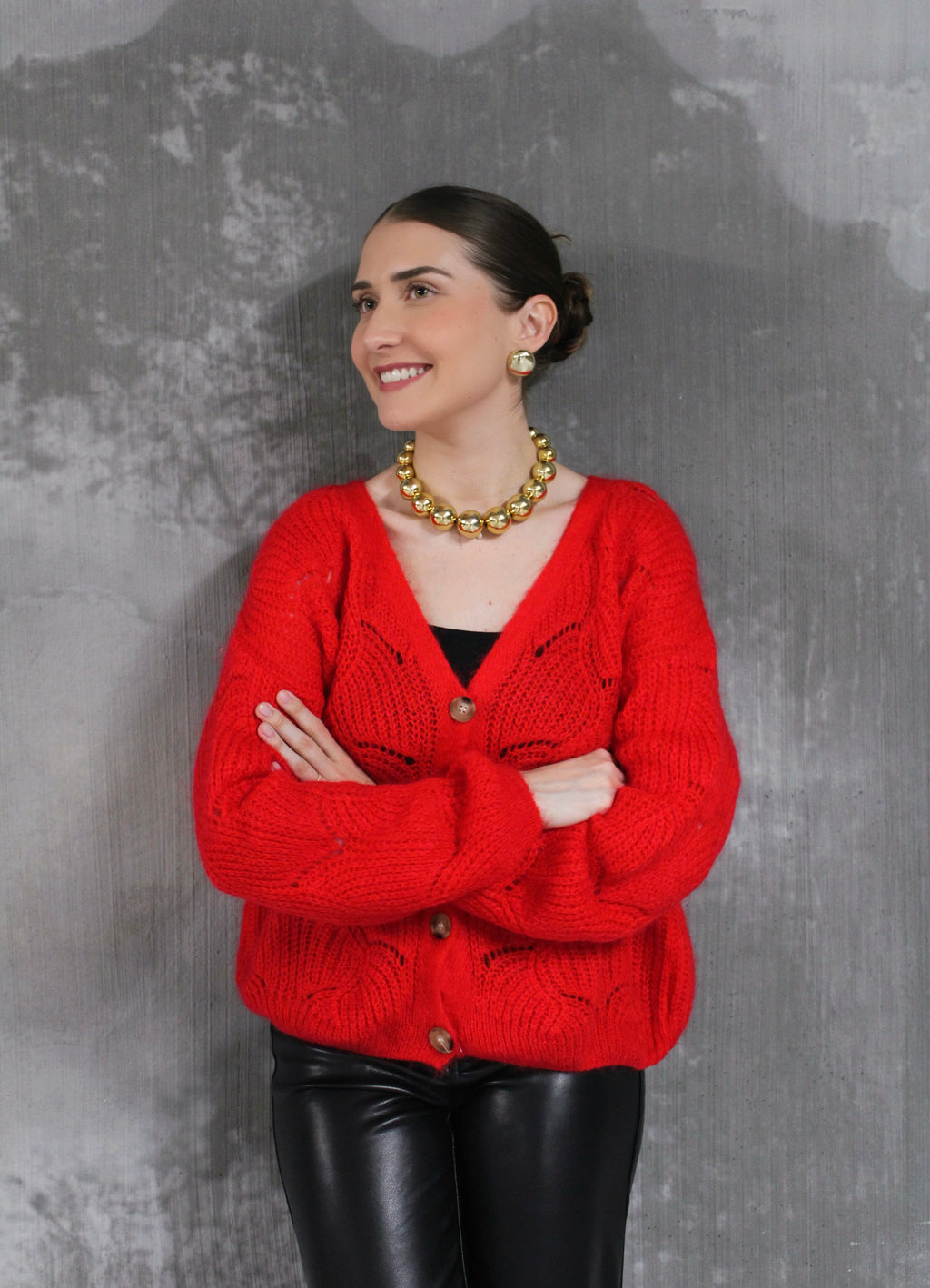 CARDIGAN AMAYA ROUGE