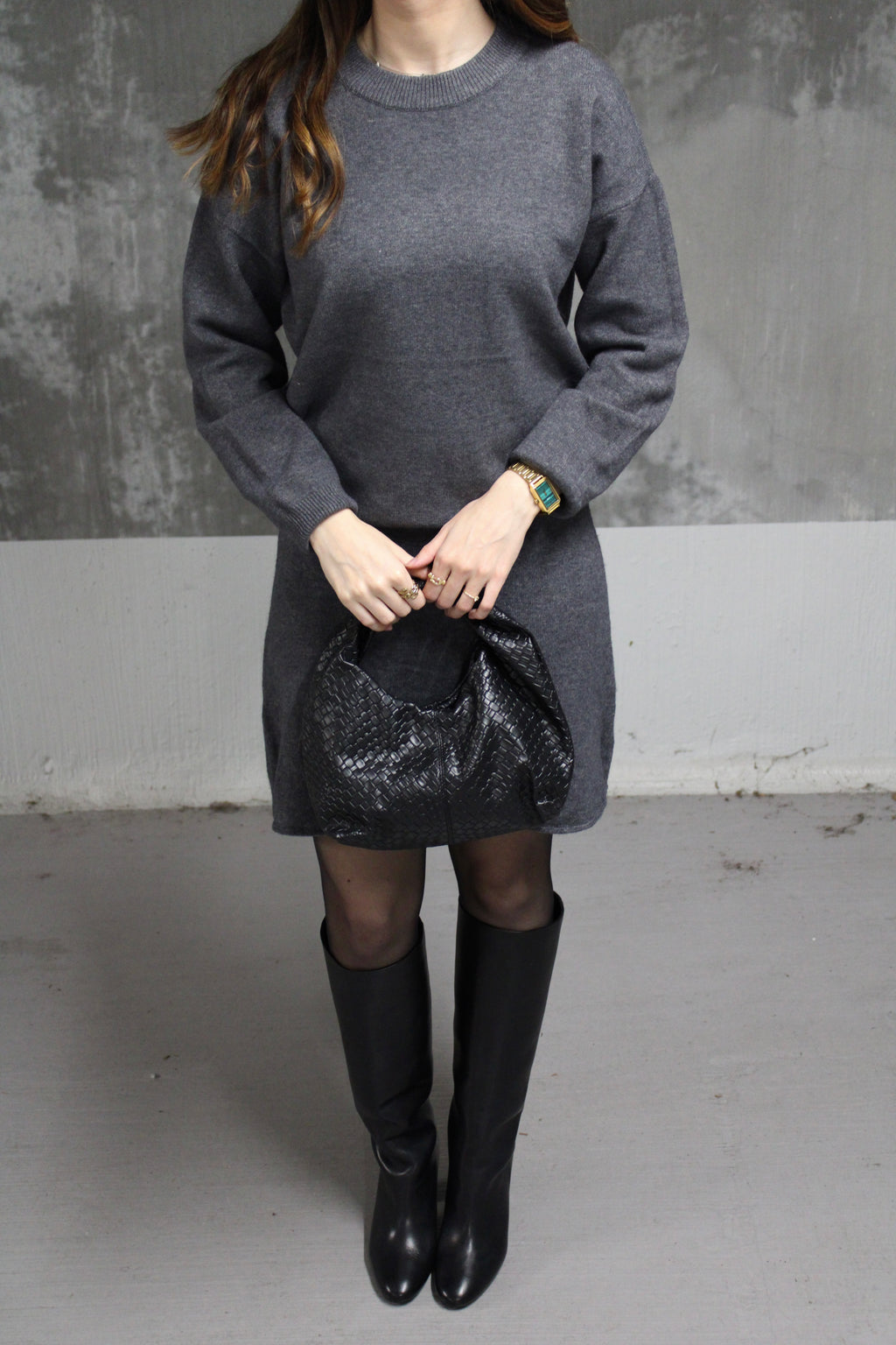 ENSEMBLE JUPE PULL GRIS COMFY