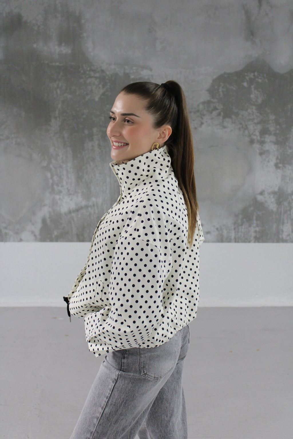 VESTE A POIS BLEUE MARINE MANON