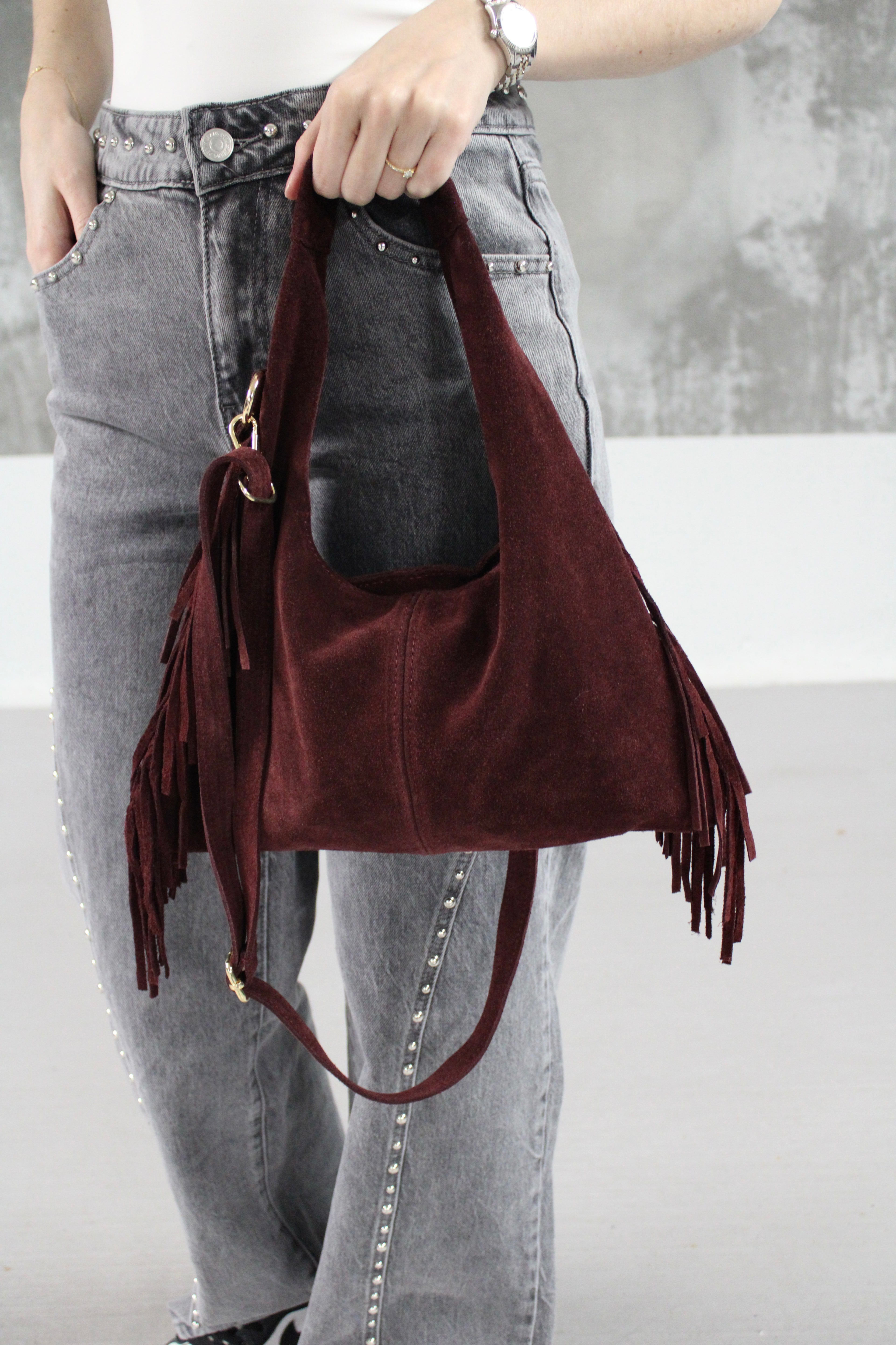Sac A main frange bordeaux