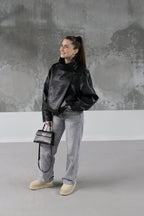 VESTE EN CUIR NOIRE ALIZEE