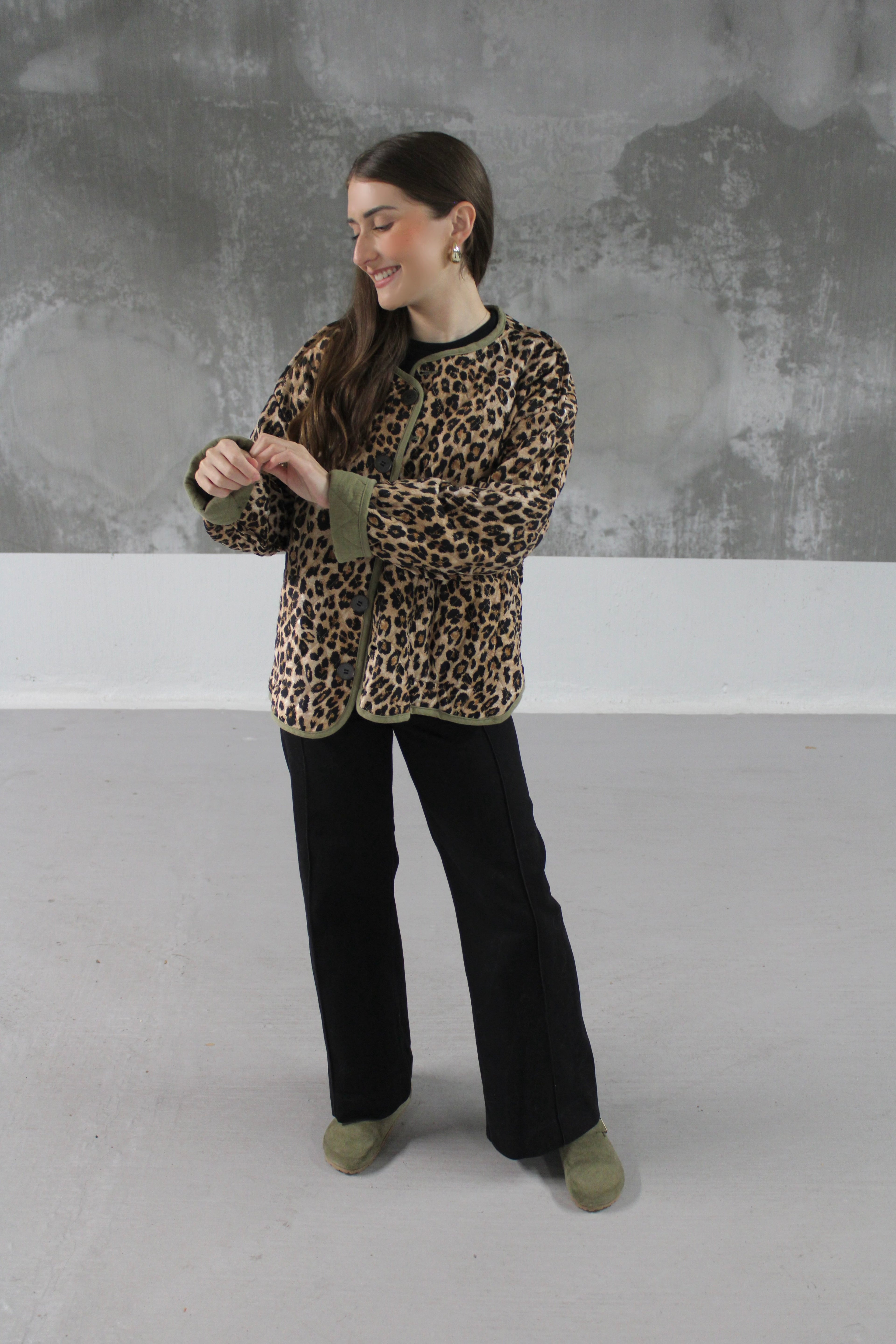 VESTE REVERSIBLE KAKI LEOPARD