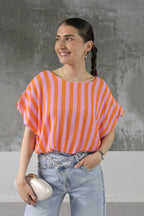 TOP A RAYURE ORANGIA