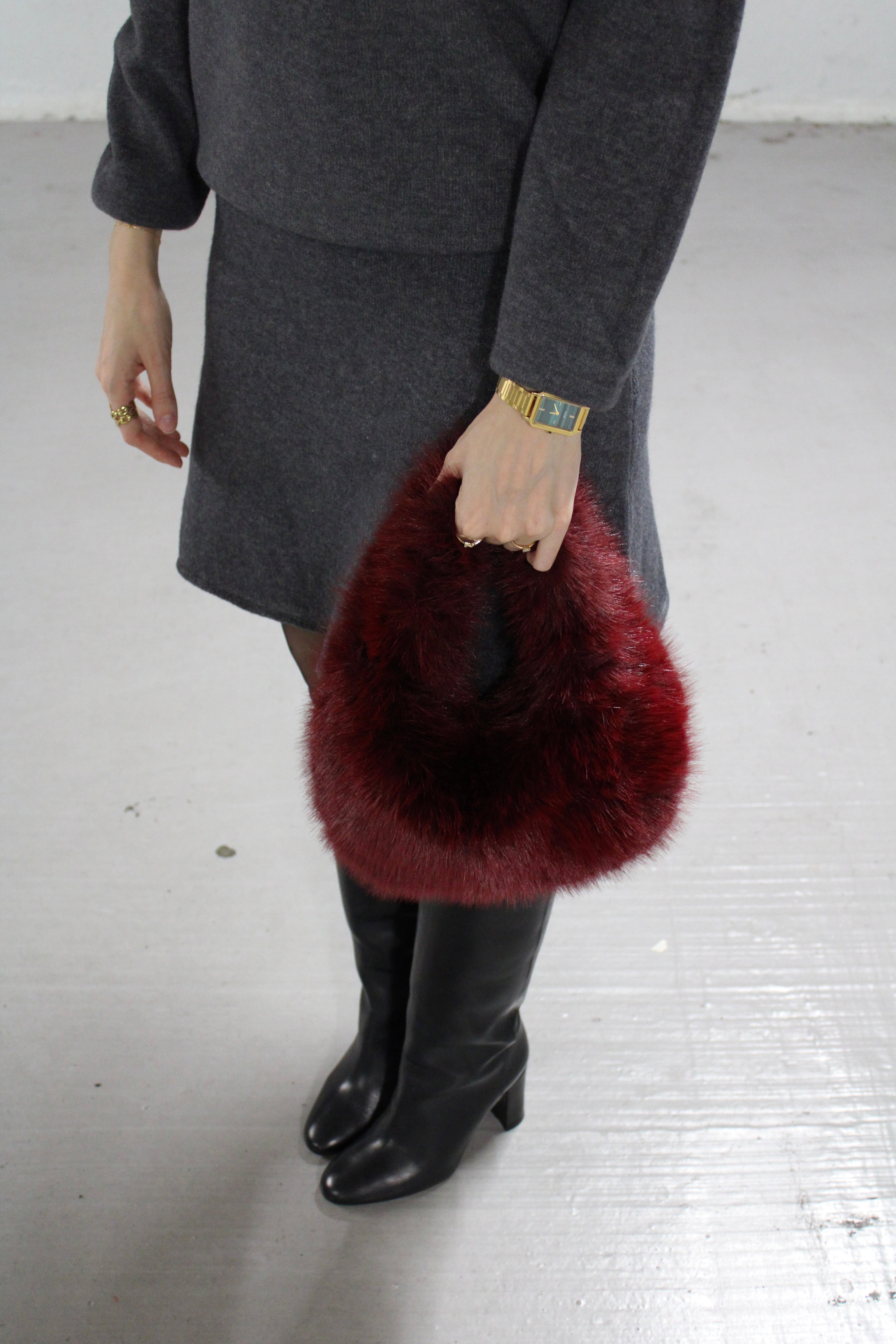 SAC EN FOURRURE BORDEAUX