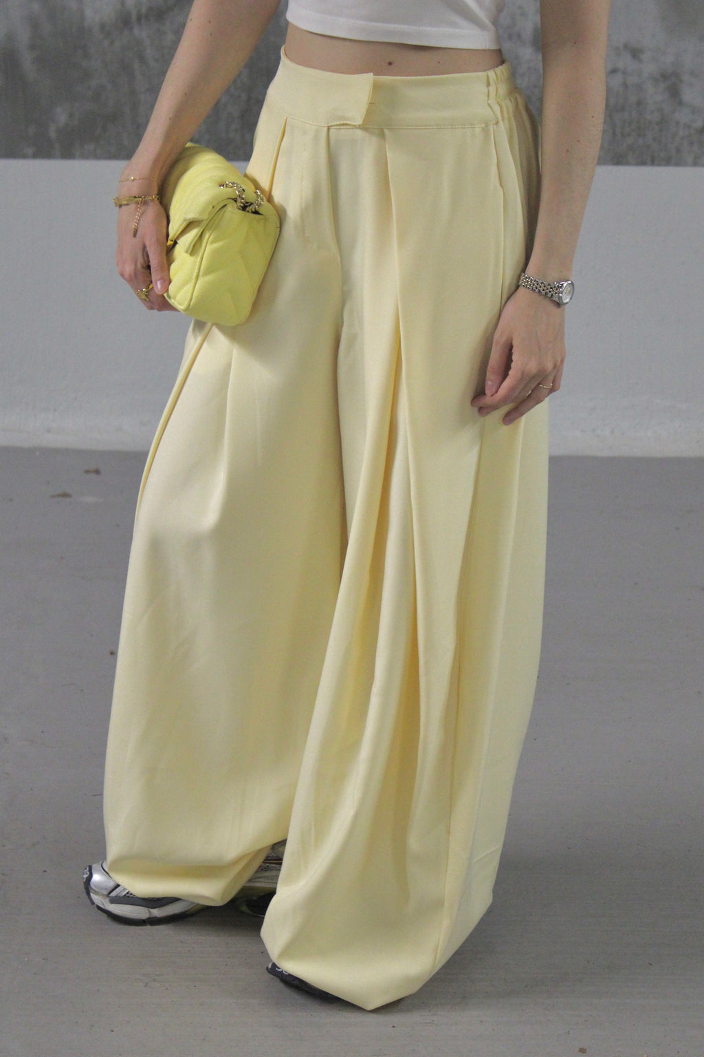 PANTALON FLUIDE PALAZZO JAUNE