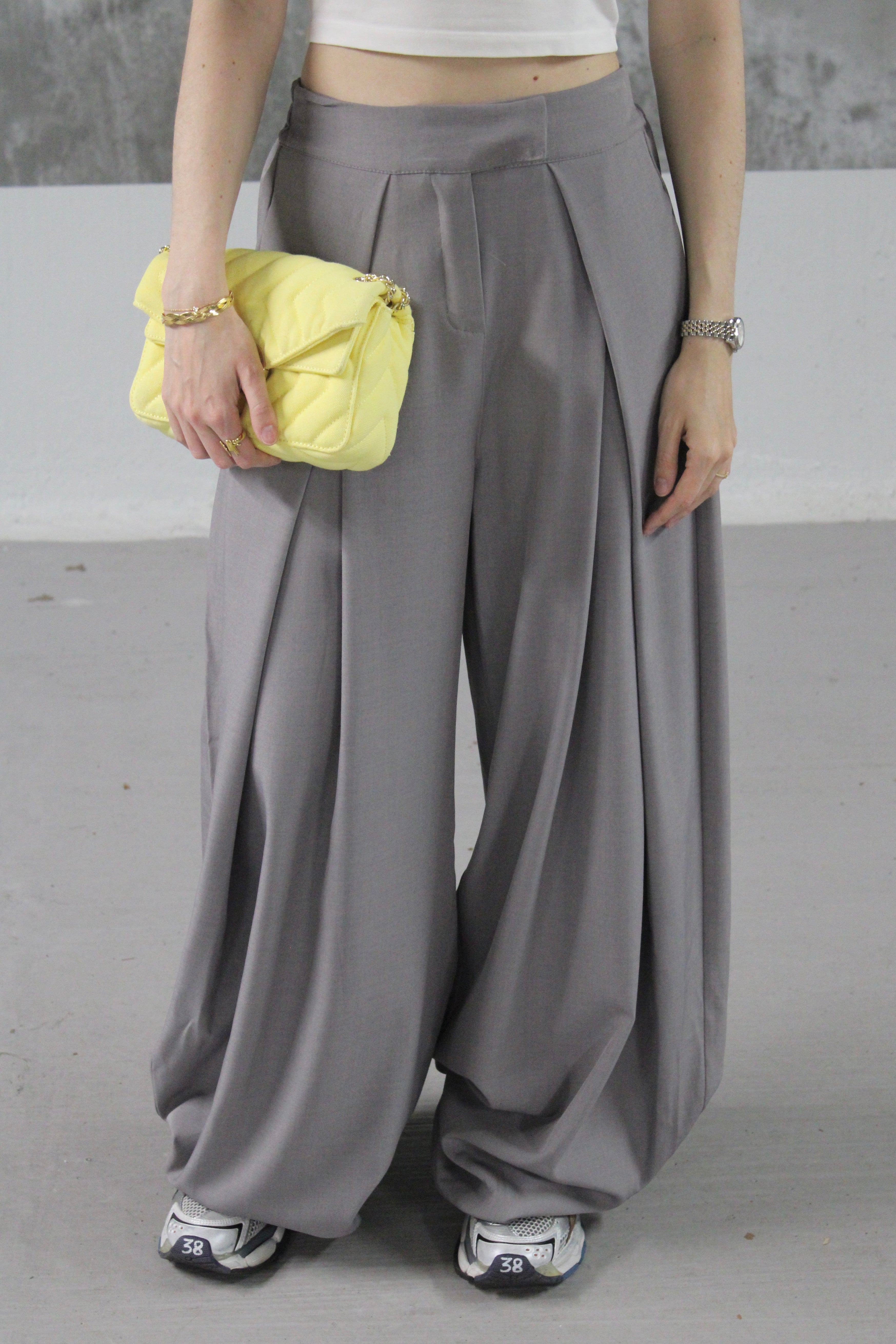 PANTALON FLUIDE PALAZZO GRIS