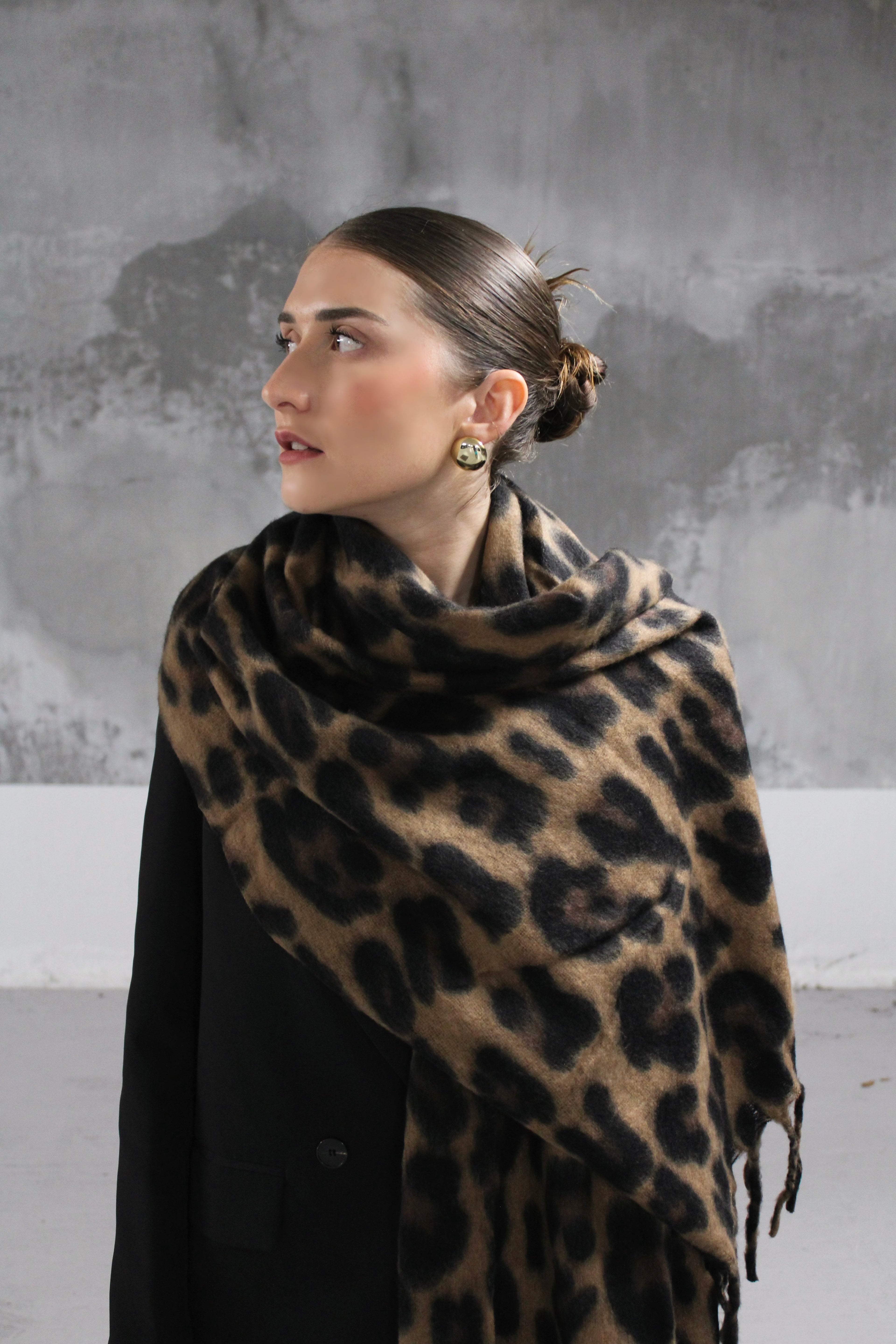 ECHARPE LEOPARD MARRON