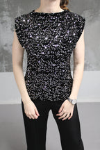 TOP GLITTER ARGENT SARA