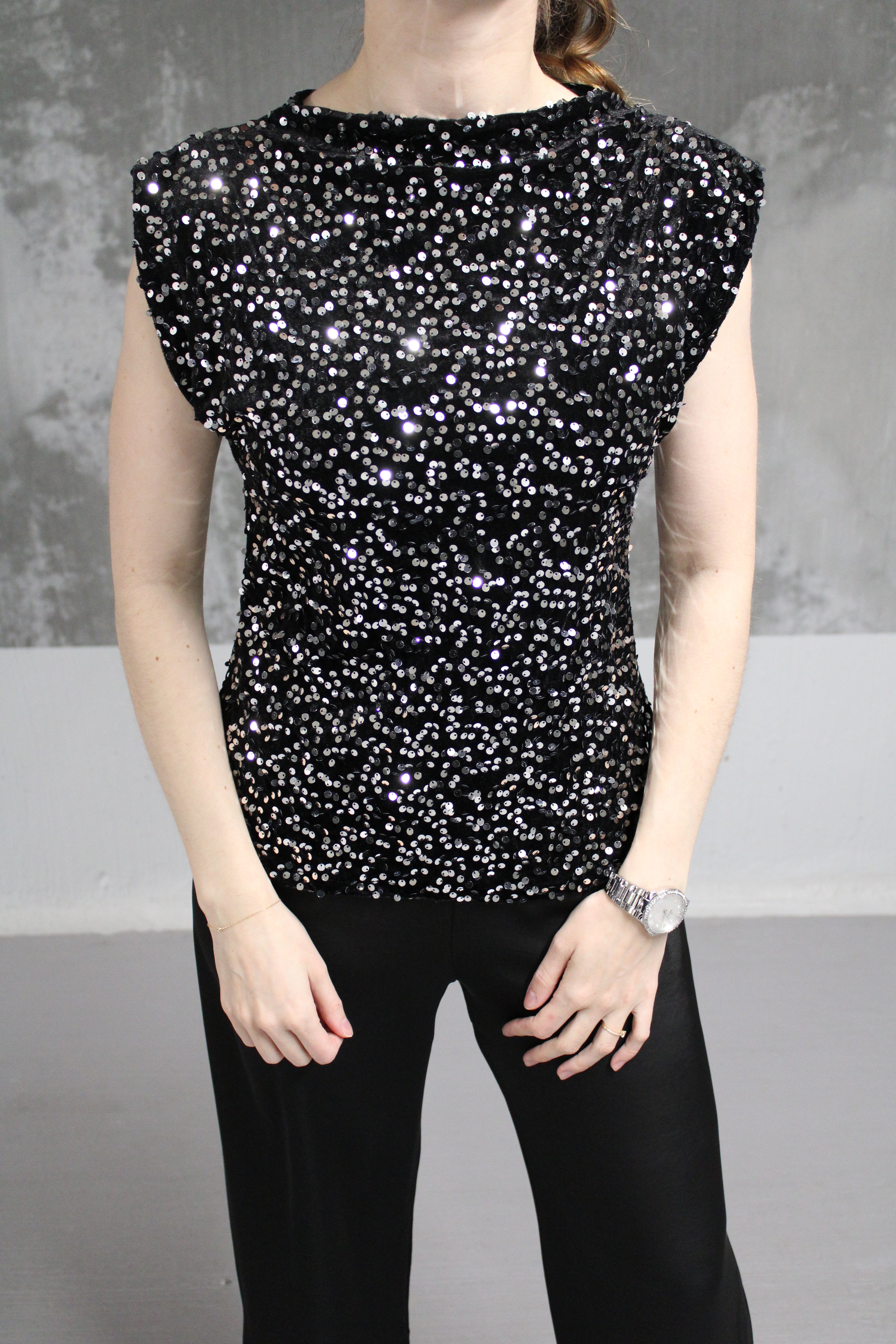 TOP GLITTER ARGENT SARA