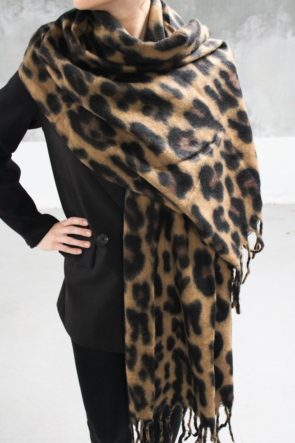 ECHARPE LEOPARD MARRON