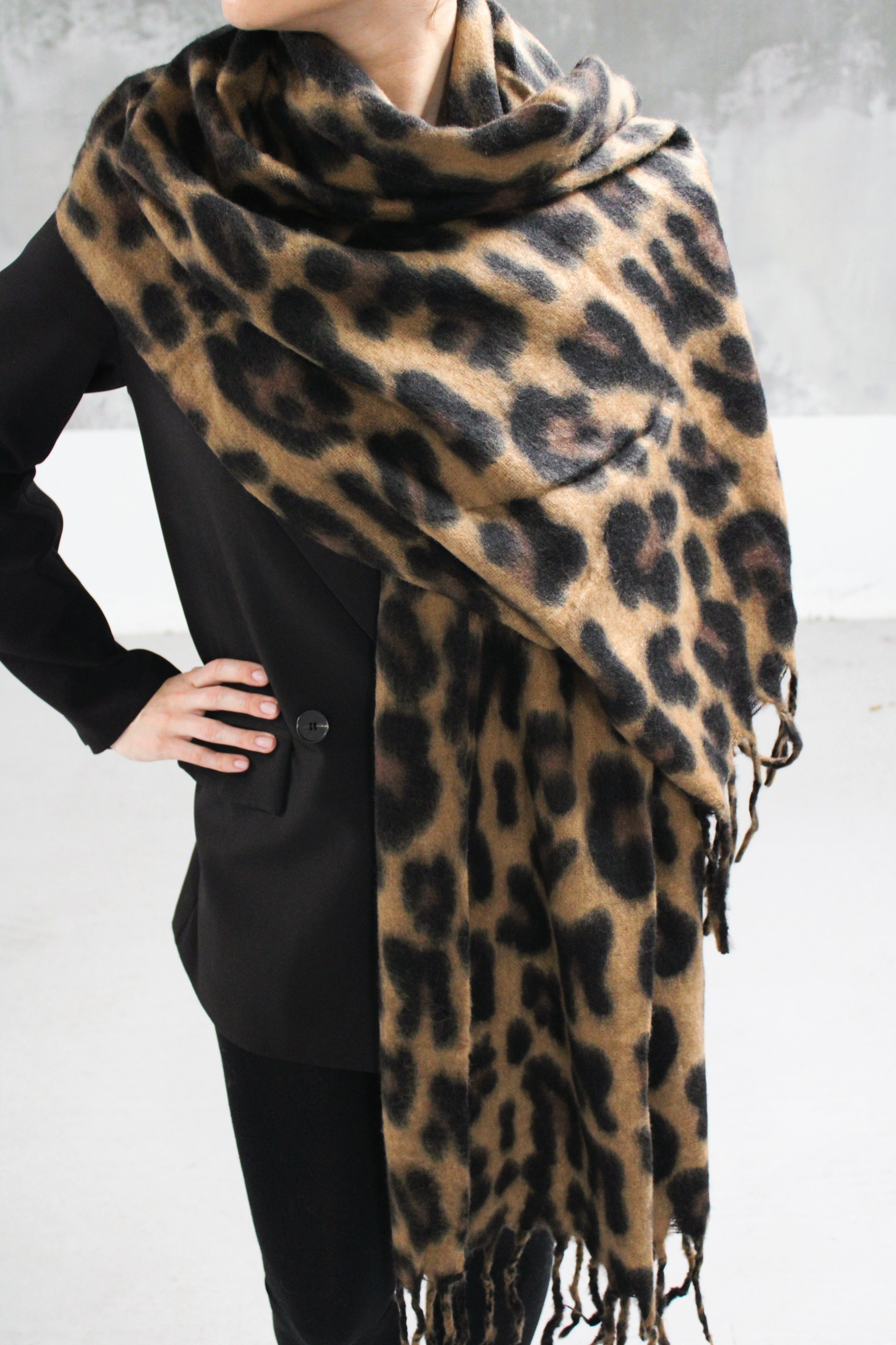 ECHARPE LEOPARD MARRON