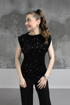 TOP GLITTER NOIR SARA